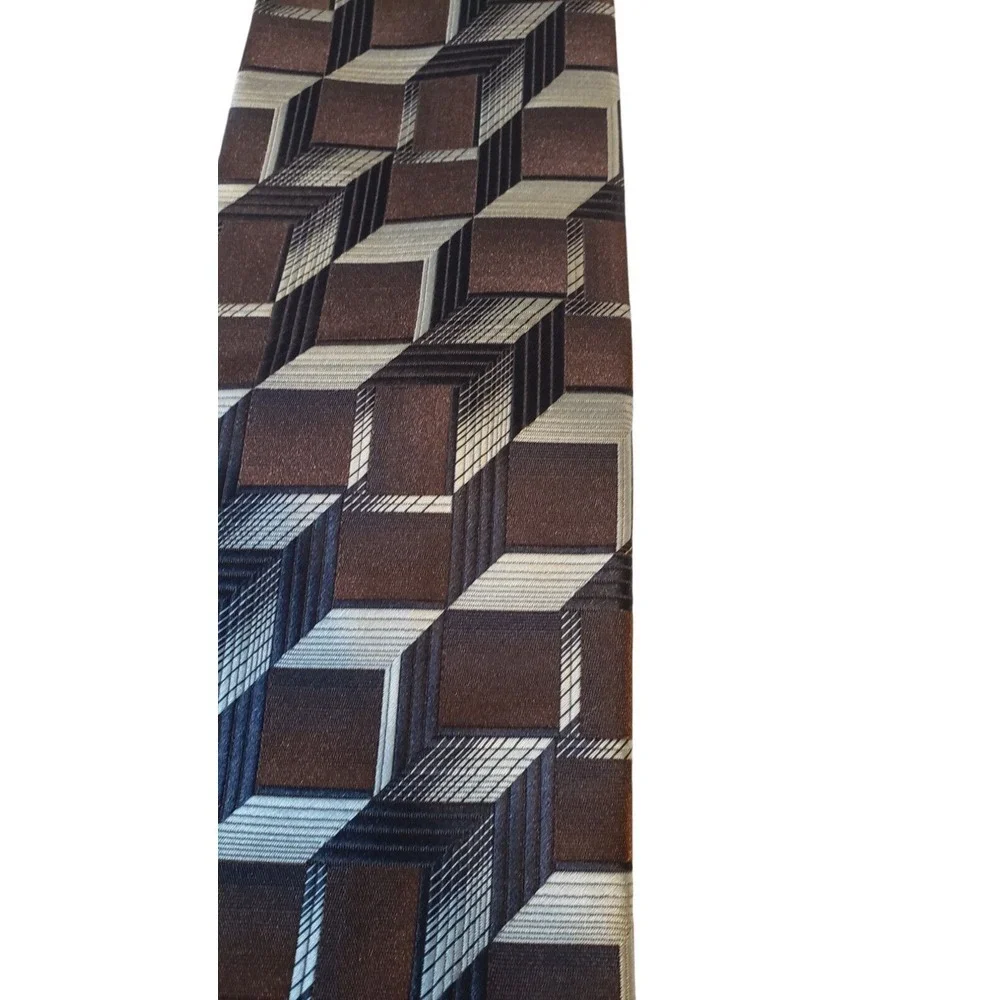 Andrea Garavani Neck Tie Mens Brown Blue‎ Geometric 100% Micro Fiber Business